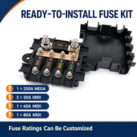 Boîtier de distribution d'alimentation 12V 4 voies avec porte-fusibles MIDI et bloc de fusibles MEGA, barre omnibus en cuivre pour VR, marine, automobile