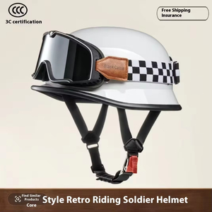 Équipement de style visage de croisière et d'équitation; Motif texturé; Demi-casque de <span class=keywords><strong>moto</strong></span> d'été <span class=keywords><strong>vintage</strong></span> unisexe - Product Image 4