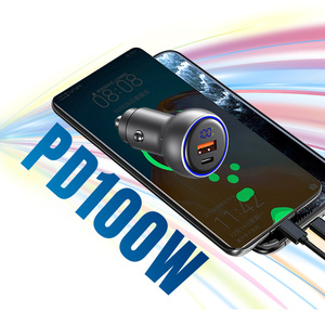 Chargeur de voiture 100W avec écran numérique intelligent, adaptateur universel pour smartphone A+USB C 12-24V, charge ultra-rapide PD 100W - Product Image 2