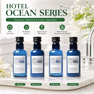 Set de Artículos de Aseo para Hotel <span class=keywords><strong>Serie</strong></span> Océano Azul, Champú, Acondicionador, Gel de Ducha, Loción para Habitaciones de Huéspedes - Product Image 1