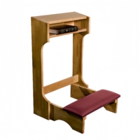 Reposapiés de Madera para Iglesia con Cojín de Cuero y Soporte para Libros Sagrados, para Entornos Religiosos Modernos de Oración y Adoración