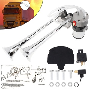 FA LA FA LA Dual Chrome Supporto del Tetto Air Horn Kit <span class=keywords><strong>Tromba</strong></span> 115 DB per I <span class=keywords><strong>Camion</strong></span> Big Rigs Compressor - Product Image 2