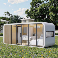 Villa miniature modulaire en acier mobile pour application hôtelière, camping, capsule de couchage, maison capsule, serres préfabriquées