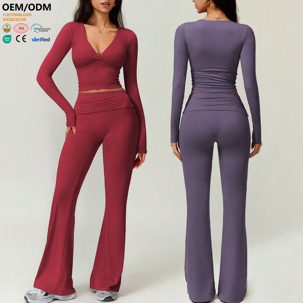 Wholesale Bestsellers Stand Neck Long Sleeve Four-Way Stretch High Quality Sportswear Women Yoga Wear Front Logo