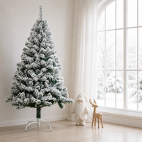 Sapin de Noël artificiel en sapin floqué de qualité supérieure, en PVC écologique, réaliste, avec base de support, pour intérieur