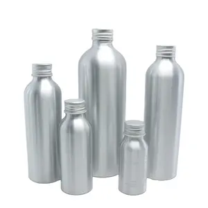 Botol Lotion Air Kosmetik Aluminium Kosong Kemasan Logam 100Ml 300Ml 400Ml 500Ml Botol Alum Perak dengan Tutup Sekrup