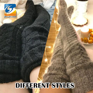 Chaussettes hautes en tricot chaud d'hiver pour femmes, chauffe-jambes au-dessus du genou, chaussettes longues en tricot torsadé, chaussettes confortables en laine - Product Image 4