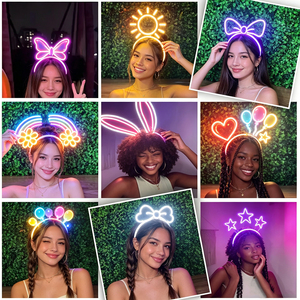 Serre-tête lumineux personnalisé en acrylique à piles avec oreilles de lapin <span class=keywords><strong>LED</strong></span>, enseigne néon, accessoire de fête, décoration lumineuse - Product Image 5