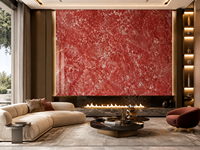 Dalles de marbre rouge poli Rossa Laguna pour îlots de cuisine, dessus de table à manger, tables consoles, buffets et comptoirs de salle de bain