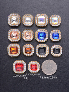 Oem Sang Trọng Mô Hình Hình Chữ Nhật Kẽm Hợp Kim May Phụ Kiện Cao Cổ Điển Fancy Rhinestone Nút Mạ Ngọc Trai Cho Hàng May Mặc - Product Image 2