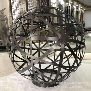 Sculpture de boule creuse en acier inoxydable, ronde, pour montage au sol extérieur, motif végétal personnalisé, décoration - Product Image 5