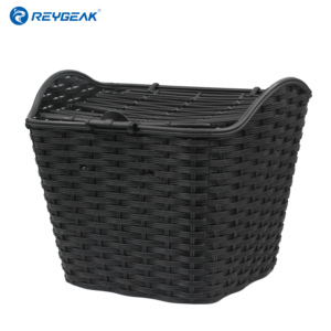 REYGEAK Universal Portable Plastic Bicycle Basket With Cover Waterproof Anti-Extrusion Resistant Front Basket