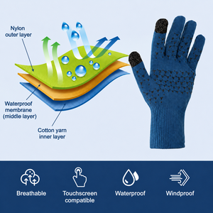 Gants tricotés imperméables, chauds et respirants pour le ski d'hiver, compatibles écran tactile, anti-gel et anti-fuite pour le cyclisme et les activités de plein air - Product Image 2
