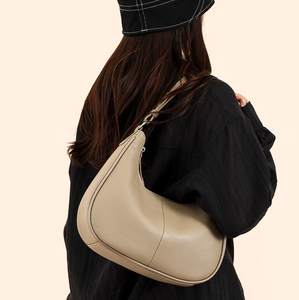 Sac à main Hobo en cuir véritable pour femme, sac à bandoulière avec fermeture éclair, grande capacité, sac de voyage quotidien - Product Image 3