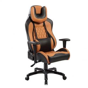 Chaises de barbier en cuir synthétique orange, réglables en hauteur, à bascule, chaise de jeu pour gamer - Product Image 6