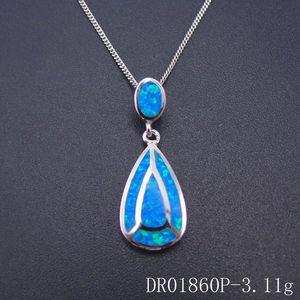 Colgante de Plata de Ley 925 con Baño de Rodio y Ópalo Azul, Bonito y Elegante, para Mujer, Ideal para Regalo - Product Image 3