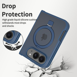 Étui de téléphone magnétique bleu soyeux et lisse de qualité supérieure pour <span class=keywords><strong>iPhone</strong></span> 18 Fold avec 120 [unités/points/points de référence] °   Support de raquette avec logo personnalisé et emballage à motif - Product Image 2