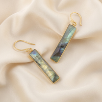Boucles d'oreilles pendantes en labradorite plaqué or 18 carats, serties clos, en laiton, bijoux de mode pour femmes, cadeau pour maman