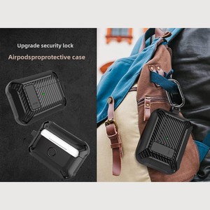 Funda Protectora de Fibra de Carbono Compatible con <span class=keywords><strong>AirPods</strong></span>, con Bloqueo de Seguridad y Hebilla Anticaídas - Product Image 4