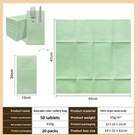 Serviettes jetables vertes avocat en papier Airlaid, pliées, épaissies, anti-poussière, pour hôtels et restaurants, personnalisables
