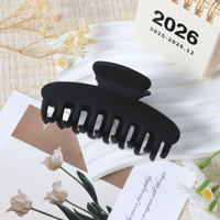 Pince à cheveux noire mate solide, antidérapante, grande pince à mâchoires en plastique, maintien ferme pour cheveux épais, pour femmes