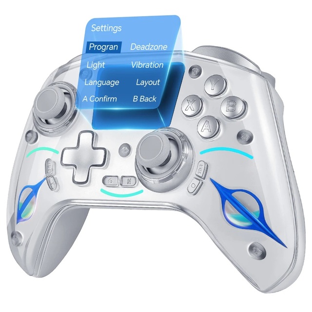 Smart Screen Wireless Controller RGB Joystick with Hall Effect Joystick for Nintendo Switch 1/Switch 2/PC/PS4/Android/iOS Gaming