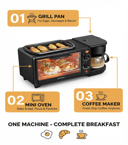 Máquina Multifuncional para Desayunos, Tostadora, Cafetera y Sartén en Uno, con Carcasa de Plástico para el Hogar - Product Image 3