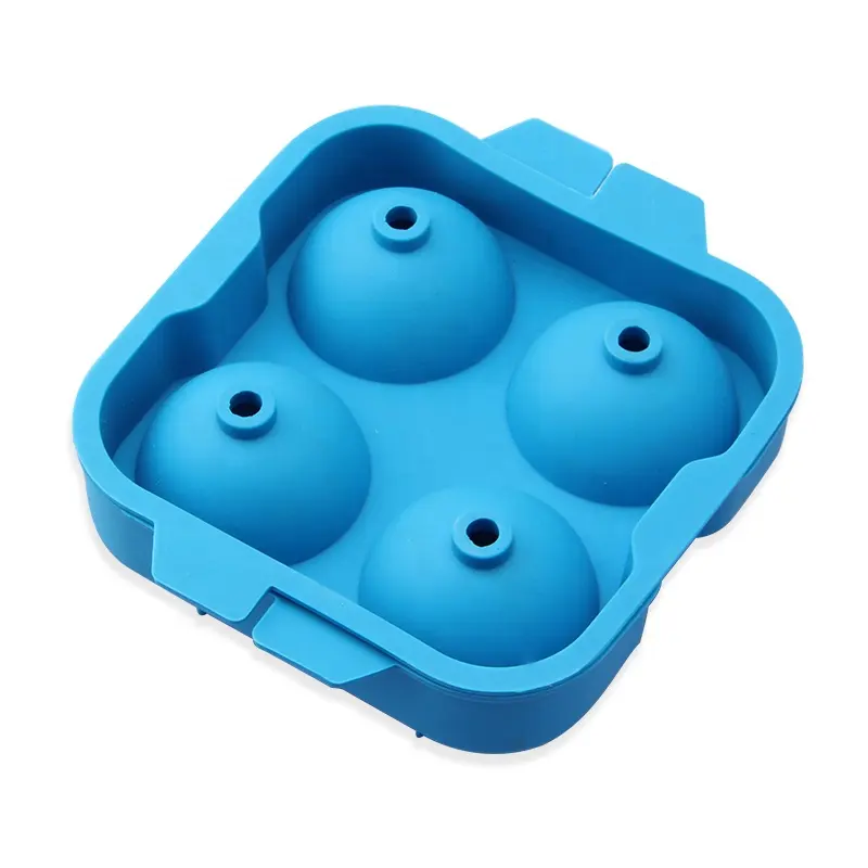 Accessoires de cuisine en Silicone de qualité supérieure, sphère de whisky en silicone bleu réutilisable 4X4.5cm moule à glaçons ensemble de 2