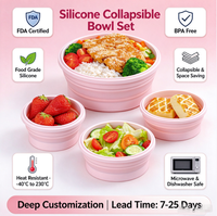Ensemble de bols pliables en silicone, qualité alimentaire FDA, sans BPA, réutilisables, pliables, pour le stockage des aliments, compatibles micro-ondes et lave-vaisselle, pour les voyages