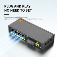 Commutateur Fibre Optique Gigabit 10/100/1000 Mbps à 4 Ports POE+ Prix Usine 2026, SNMP QoS Empilable, 1 Port Fibre Monomode SC 1000m