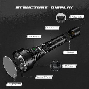 Linterna LED Táctica Recargable Súper Brillante de 1800lm IPX8 21700, Linterna EDC con <span class=keywords><strong>ATR</strong></span> para Correr/Campamento/Busca - Product Image 3