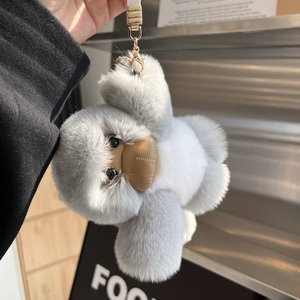 Porte-clés en peluche de singe en fourrure de lapin Rex, animaux en peluche moelleux, porte-clés en peluche noire, jouets doux en peluche orang-outan et gorille, breloques de sac - Product Image 6