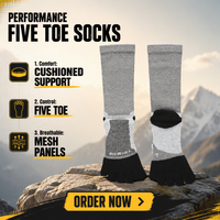 Chaussettes de football de course à pied de compression à cinq doigts pour hommes avec séparation personnalisée et antidérapante