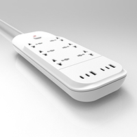 Multiprise industrielle universelle Veban 13A 3250W avec 4 ports USB-C et 6 prises CA, certifiée CE, résistance au feu, garantie 2 ans, IP20