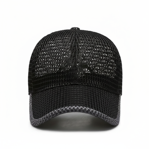 Sombrero de camionero de 5 paneles de mezclilla de algodón 100% de alta calidad, logotipo personalizado, diseño de malla clásica, lona de terciopelo para deportes al aire libre, verano caliente - Product Image 1