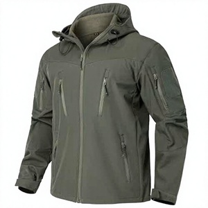 Custom OEM Service Hooded Canvas Softshell Winter Jacket Men High Quality Waterproof Windproof Breathable Thin Outdoor Front - Product Image 1