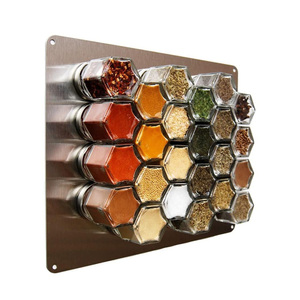 Kitchen Organic Small Storage Mini Magnetic Spice Jars Hexagon Glass