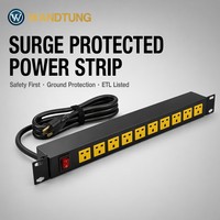 Peralatan Distribusi Daya PDU Rak Mount Standar UK 19 Inci 1U 6 Jalur dengan Sakelar On/Off & Proteksi Petir SPD