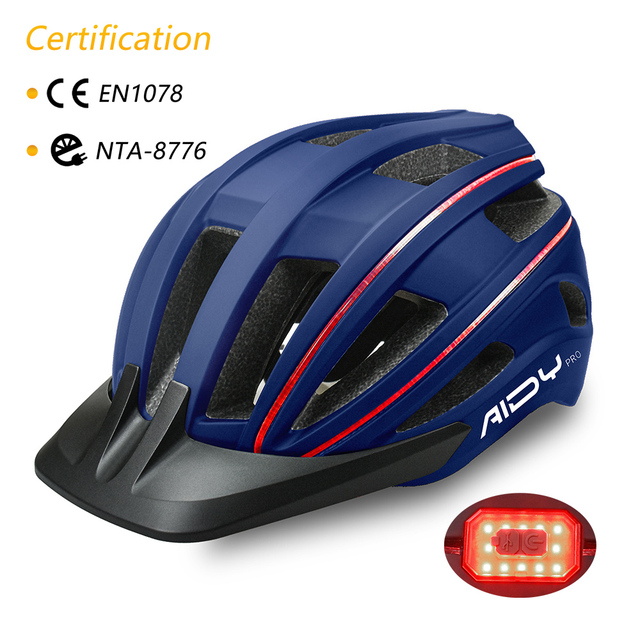 PC Material Multi-Sport Road Bike Helmet with LED Light Mountain MTB Bike Riding Adult Bicycle Helmet With Visor Custom Logo
