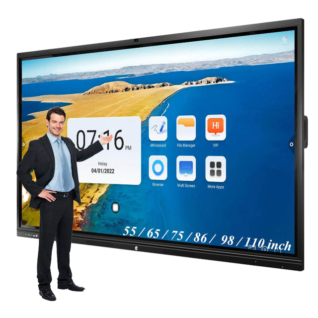 65-Inch Interactive Flat Panel Smart Whiteboard 86/98 Touch Screen Monitor for E-Learning Conferences and Meetings