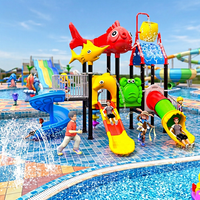 Piscine à jets d'eau amusants pour enfants, équipement de terrain de jeu extérieur pour maternelle, grand toboggan aquatique en plastique
