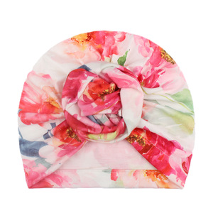 Nouveau bonnet d'été en satin pour bébé 2022 avec motif floral, style européen-américain, chapeau noué - Product Image 4
