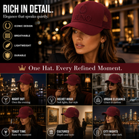 Gorra Trucker Bordada Ajustable 100% Algodón con Malla Trasera, Diseño Corona de Laurel Borgoña, para Hombre y Mujer, Ideal para Noche, Calle, Verano, Aire Libre, Invierno