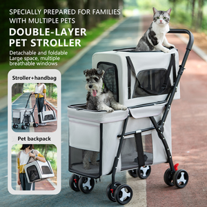 Carrito para Perros y Gatos, Metálico, Impermeable, Ajustable, Cómodo, Ligero, Plegable, de 4 Ruedas, Lavable, para Caminar y Trotar - Product Image 1