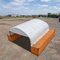 Auvent de conteneur maritime 30x40 pieds en PVC 610 g/m² à double treillis avec paroi arrière fermée et façade rabattable sans soudure