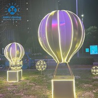 Anpu Lighting - Juego de Luces LED RGB Gigantes con Forma de Globo Aerostático y Molino de Viento, Resistentes al Agua IP65, para Decoración de Jardín Exterior en Año Nuevo y Navidad