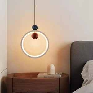 Circular Yellow Travertine Pendant <b>Light</b> Led Round Single Head For Bedroom Living Room Hotel Guesthouse - Product Image 3