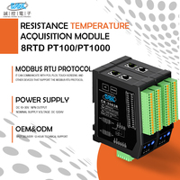 Unit Pengukuran Suhu 8 Kanal RTD PT100/PT1000 Modul Sensor Suhu Input Output RS485 Modbus RTU