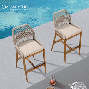 Vente en gros Chaise et table <span class=keywords><strong>de</strong></span> bar en <span class=keywords><strong>bois</strong></span> <span class=keywords><strong>de</strong></span> teck pour balcon et patio Tabourets <span class=keywords><strong>de</strong></span> bar hauts <span class=keywords><strong>d</strong></span>'extérieur en corde tissée populaires - Product Image 1
