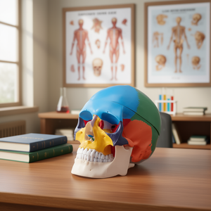 Modelo de cráneo anatómico de PVC, tamaño real, 3 partes desmontables, pintado, para enseñanza e investigación en ciencias médicas - Product Image 2